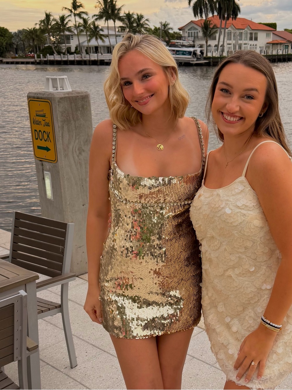 Retrofete Gold Sequin Mini Dress - Metallic Gold Party Dress